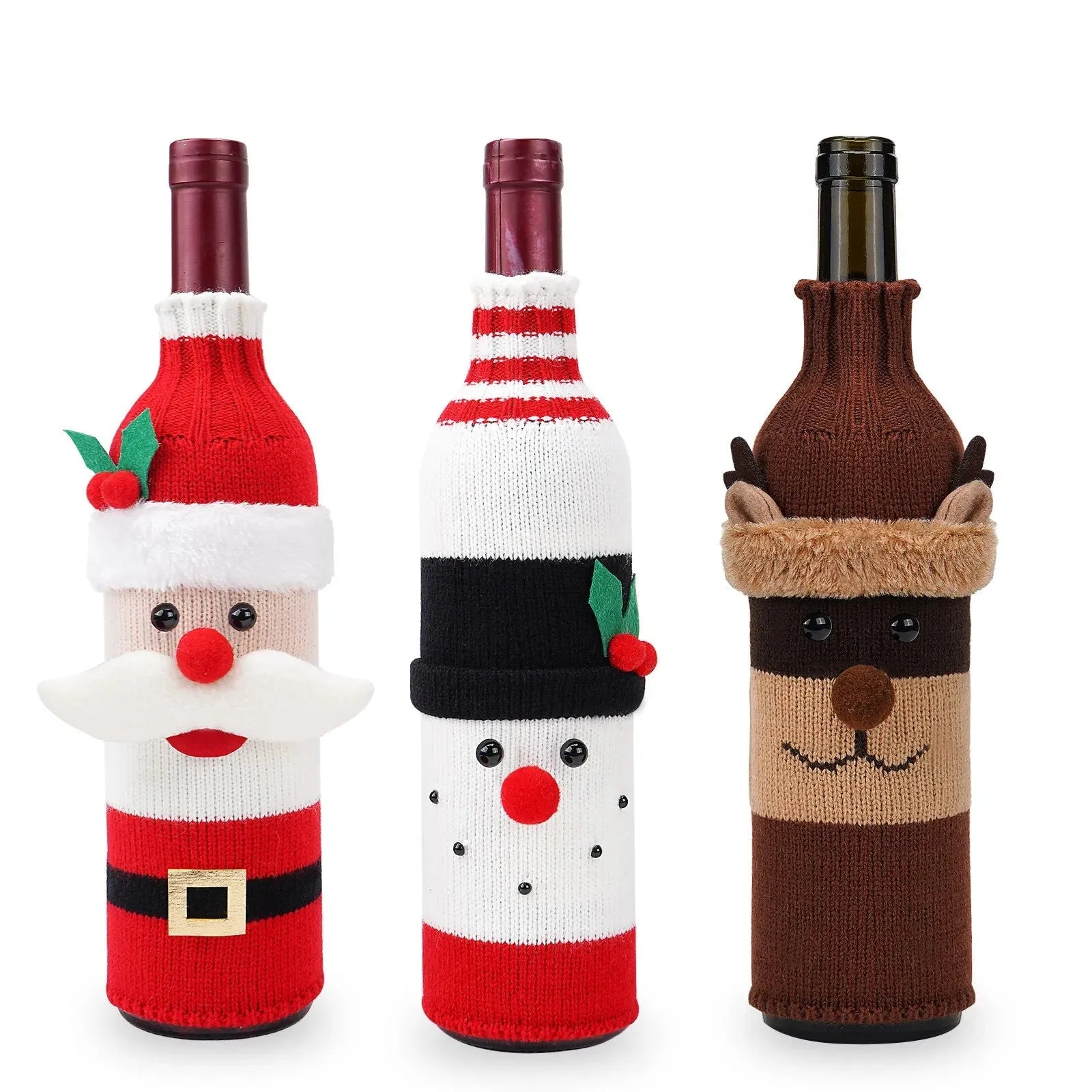 Christmas Decorations Old Man Snowman Bottle Cover Knitted - Bellarte Enchanté Christmas Decorations Old Man Snowman Bottle Cover Knitted